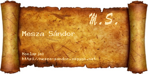 Mesza Sándor névjegykártya
